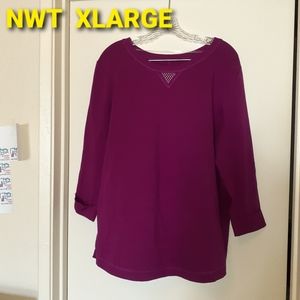 XL sweatshirt cotton studded. NWT. Berry c…